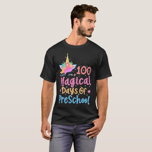 T-shirt 100 Magical Days of PreSchool Unicorn Teach (Devant entier)