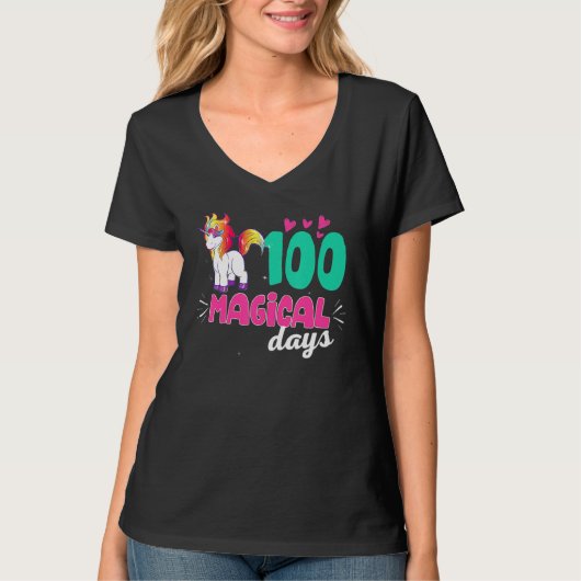 T-shirt 100 Magical Days Of School Shirt Unicorn 100th Day (Devant)