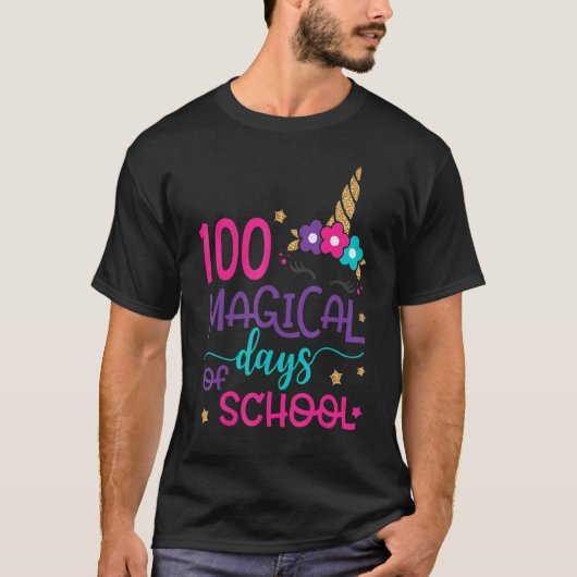 T-shirt 100 Magical Days Of School Unicorn Face 100th Day (Devant)