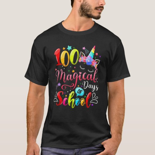 T-shirt 100 Magical Days Of School Unicorn Lover Shirt Tea (Devant)