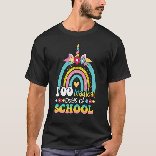T-shirt 100 Magical Days of School Unicorn Rainbow Kids Bo (Devant)