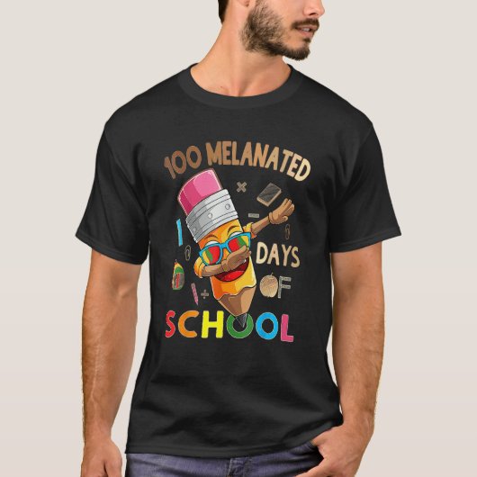 T-shirt 100 Melanated Days Of School African American Dabb (Devant)