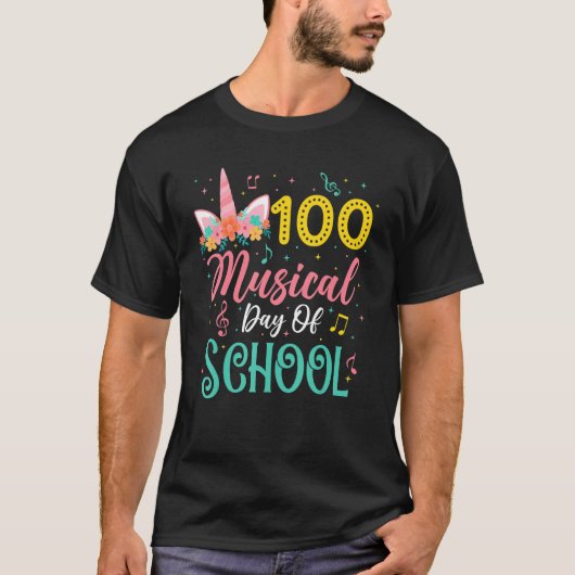 T-shirt 100 Musical Days Of School Music Teacher Unicorn T (Devant)