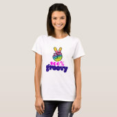 T-shirt 100% Super Arc-en-ciel avec signe de paix main (Devant entier)