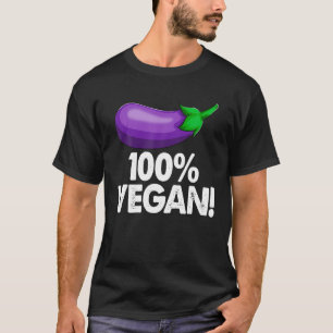 T-shirt 100% Vegan S Funny Eggplant Légumes Tee - shirts F