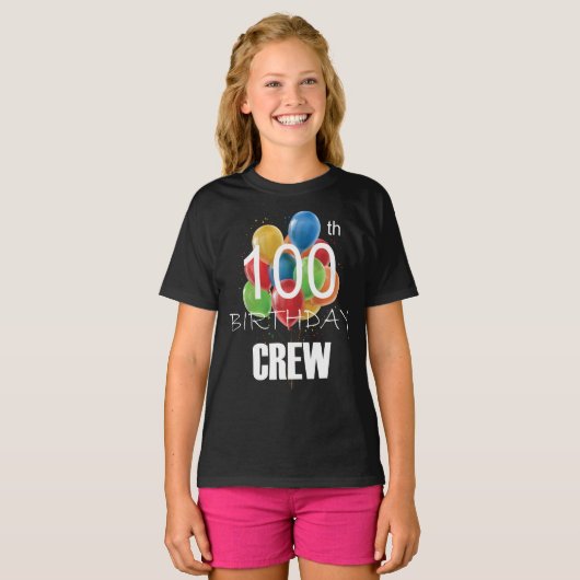 T-shirt 100e Anniversaire Équipage 100 Parti Groupe d'équi (Devant entier)