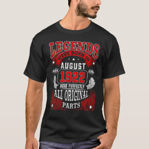 T-shirt 100e Anniversaire Légendes Né En Août 1922 100 Ans