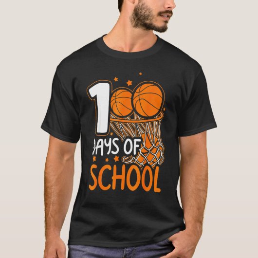 T-shirt 100E Jour De Basketball Scolaire 100 Jours D'École (Devant)