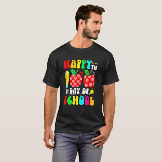 T-shirt 100e Jour de l'école Enseignants Enfants Joyeux en (Devant entier)