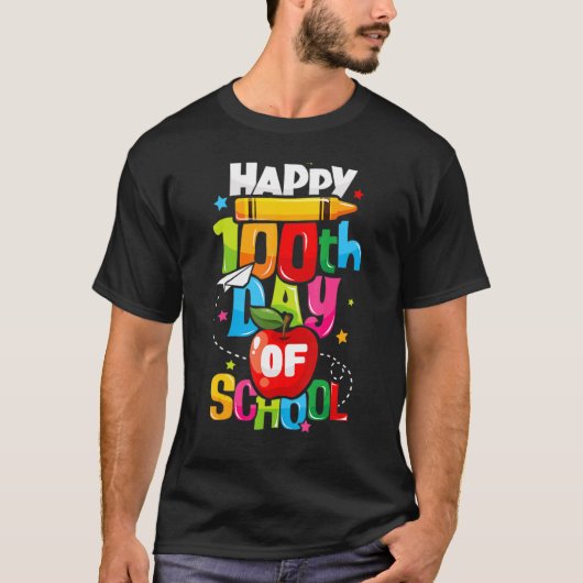 T-shirt 100e Jour de l'École Long Sleeve Happy 100 Days Te (Devant)