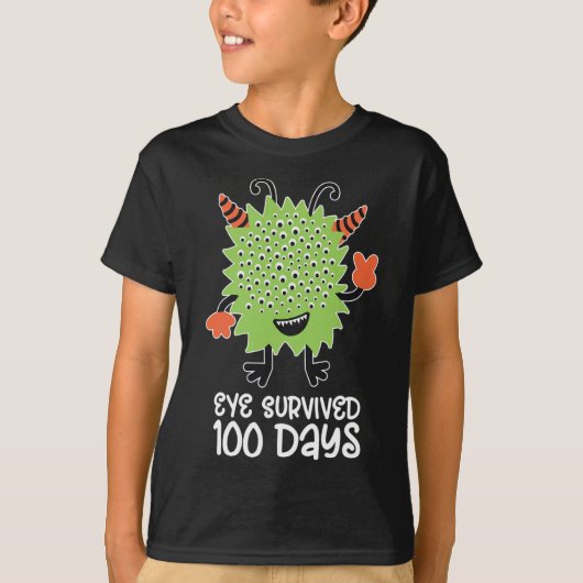 T-shirt 100e Jour De L'École Monster Garçons Enfants Oeil  (Devant)