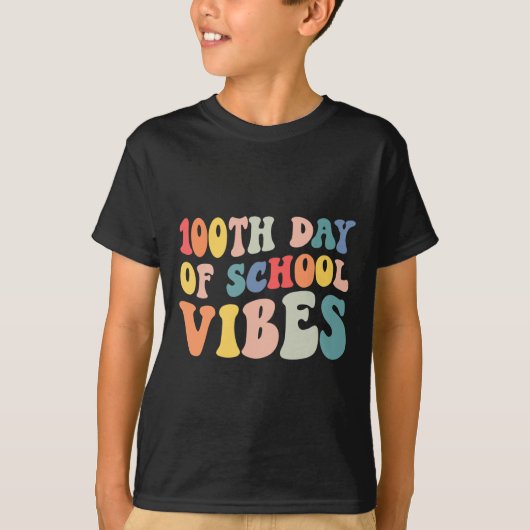 T-shirt 100e Jour de l'école Vibes Retro Enseignant enfant (Devant)