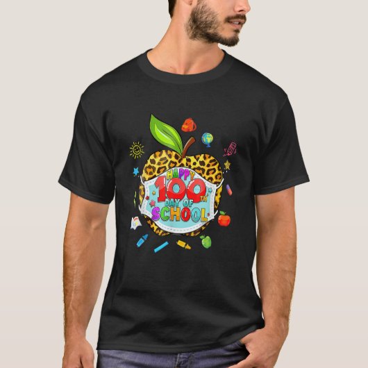 T-shirt 100E Jour De L'École Virtual Apple Leopard Mask Te (Devant)