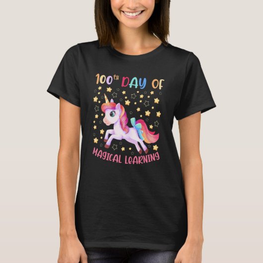 T-shirt 100e Jour de Magical Learning School Cute Unicorn (Devant)