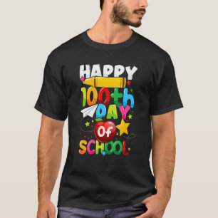 T-shirt 100e jour d'école enseignants enfants heureux 100