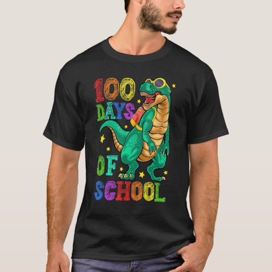 T-shirt 100e jour d'école Joyeux 100 jours d'école dinosau (Devant)