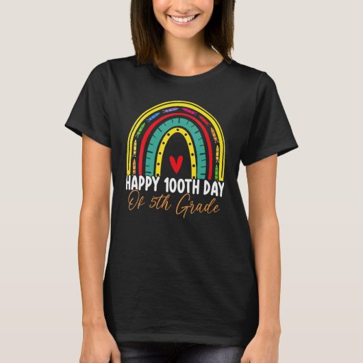 T-shirt 100e jour d'école Professeur de 5e année Boho Arc- (Devant)