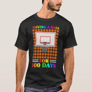 T-shirt 100e jour d'études Boys Girls Basketball 100 Days 