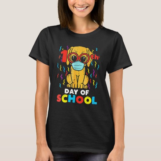 T-shirt 100ème Jour De Chien D'École En Masque 100 Jours (Devant)