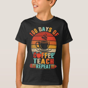 T-shirt 100ème Jour De L'École Enseignants Rétro Boire Caf