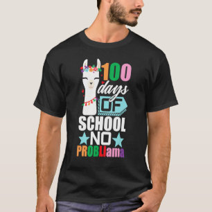 T-shirt 100ème Jour De L'École No Prob Llama Drôle Enfants