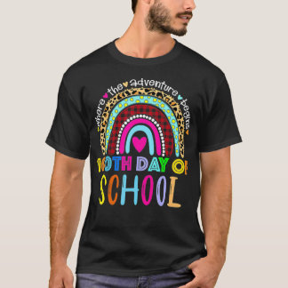 T-shirt 100ème Jour De L'Enseignant Étudiant Rainbow Leopa