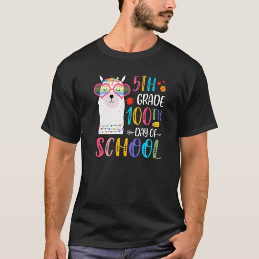 T-shirt 100ème jour d'école pas de problème Lama 100 jours (Devant)