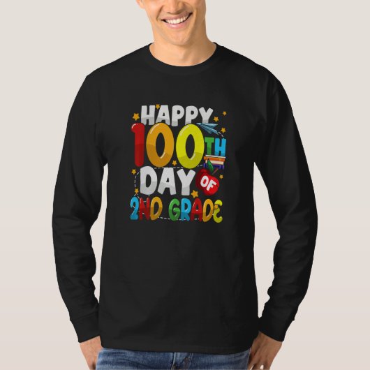 T-shirt 100th Day of 2nd Grade Teachers Kids Students Happ (Devant)