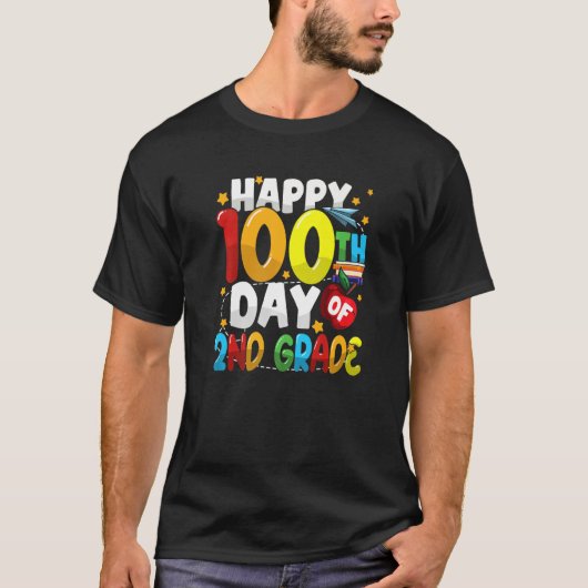 T-shirt 100th Day of 2nd Grade Teachers Kids Students Happ (Devant)