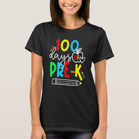 T-shirt 100th Day Of Pre K Funny 100 Days School Teachers (Devant)