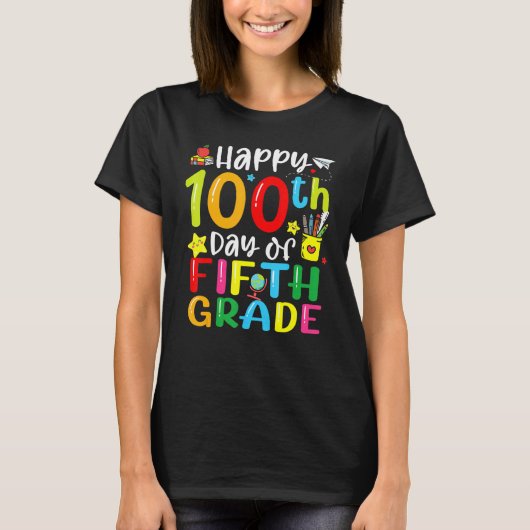 T-shirt 100th Day Of School 5th Fifth Grade Teacher Studen (Devant)