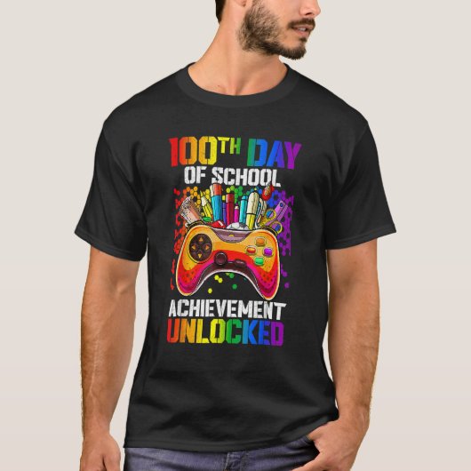 T-shirt 100th Day Of School Achievement Unlocked 100 Days (Devant)