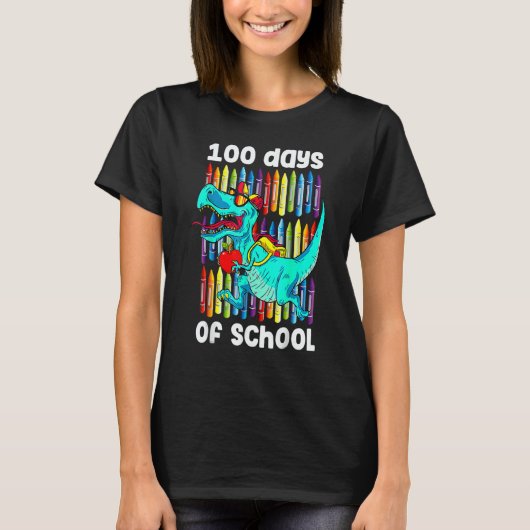 T-shirt 100th Day Of School Boys Kids Dino 100 Days Dinosa (Devant)