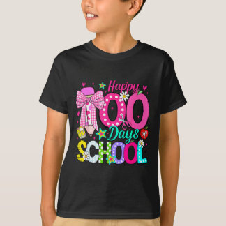 T-shirt 100th day of school coquette bow girls teachers