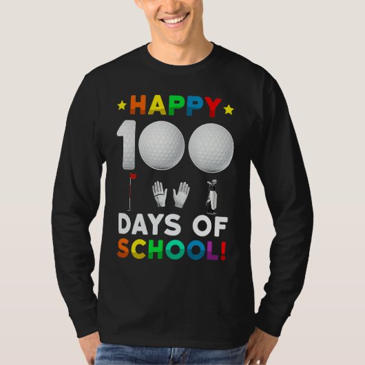 T-shirt 100th Day Of School Golf 100 Days Of School Boys (Devant)