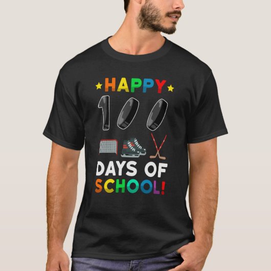 T-shirt 100th Day Of School Hockey 100 Days Of School Spor (Devant)