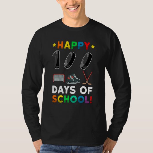 T-shirt 100th Day Of School Hockey 100 Days Of School Spor (Devant)