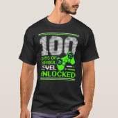 T-shirt 100th Day Of School Level Unlocked Kids Gamer Stud (Devant)