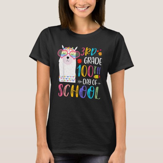 T-shirt 100th Day Of School No Prob Llama 100 Days Of 3rd (Devant)