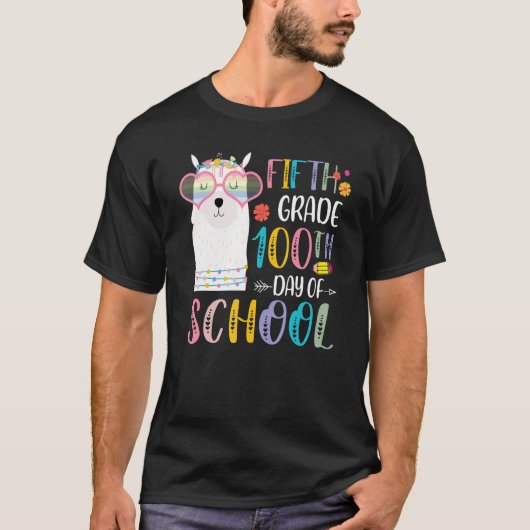 T-shirt 100th day of School No Prob Llama 100 Days Of Fift (Devant)