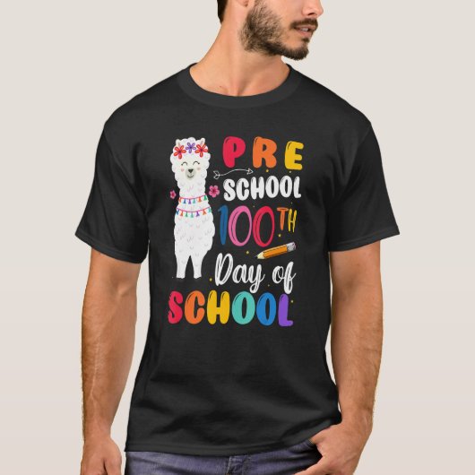 T-shirt 100th Day Of School No Prob Llama 100th Day Presch (Devant)
