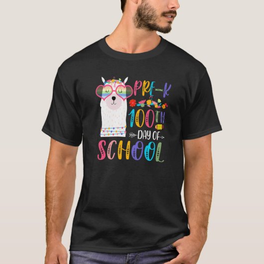 T-shirt 100th day of School No Prob Llama Teacher 100 Days (Devant)