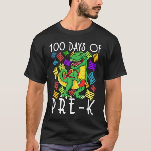 T-shirt 100th Day of School Pre kindergarten Dinosaur 100 (Devant)