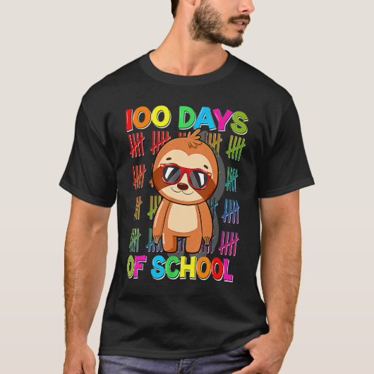 T-shirt 100th Day of School Sloth Happy 100 Days Smarter S (Devant)