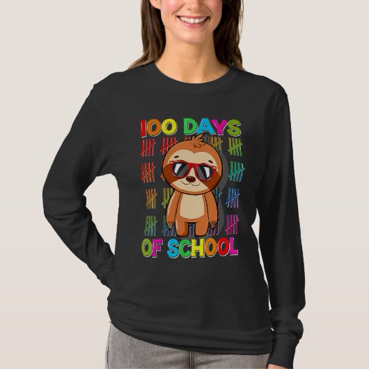 T-shirt 100th Day of School Sloth Happy 100 Days Smarter S (Devant)