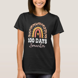 T-shirt 100th Day Of School Teacher 100 Days Smarter Leopa
