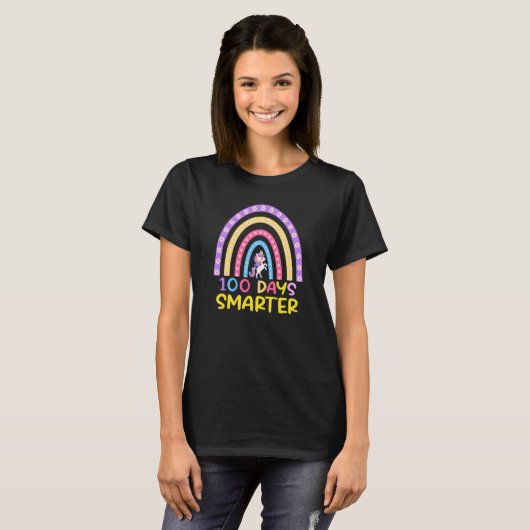 T-shirt 100th Day of School Teacher 100 Days Smarter Rainb (Devant entier)