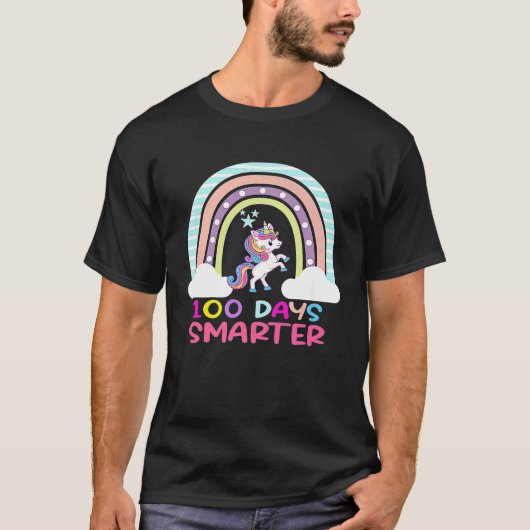T-shirt 100th Day of School Teacher 100 Days Smarter Rainb (Devant)