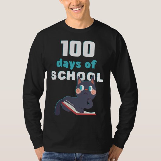 T-shirt 100th Day of School Teacher Kitten Kitten (Devant)