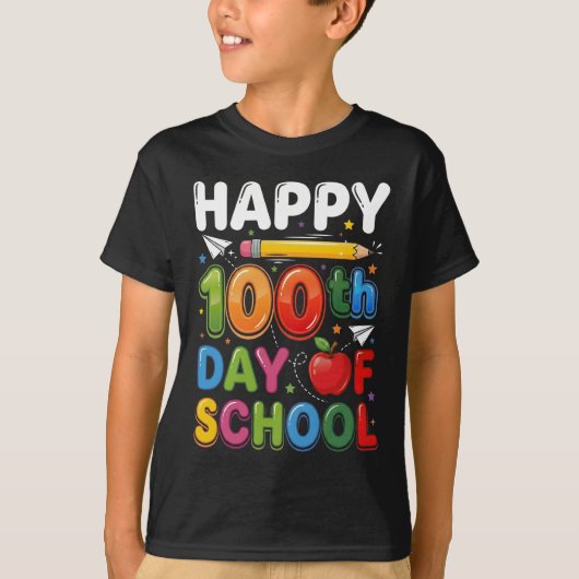 T-shirt 100th Day of School Teacher Student Happy 100 Days (Devant)